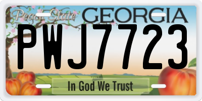 GA license plate PWJ7723