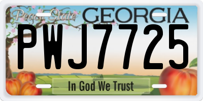 GA license plate PWJ7725