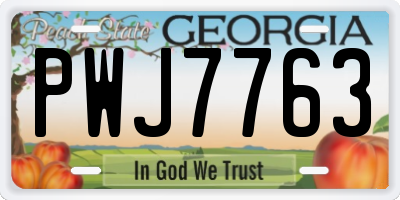 GA license plate PWJ7763