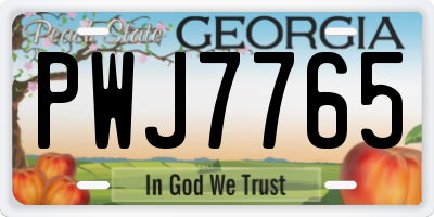 GA license plate PWJ7765
