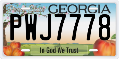GA license plate PWJ7778