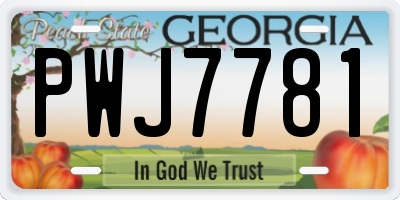 GA license plate PWJ7781