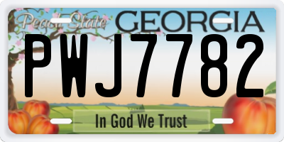 GA license plate PWJ7782