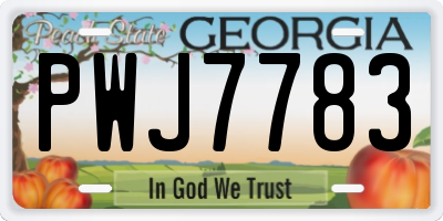 GA license plate PWJ7783