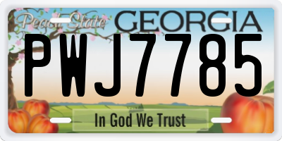 GA license plate PWJ7785
