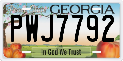 GA license plate PWJ7792