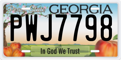 GA license plate PWJ7798