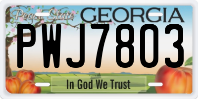 GA license plate PWJ7803