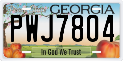 GA license plate PWJ7804