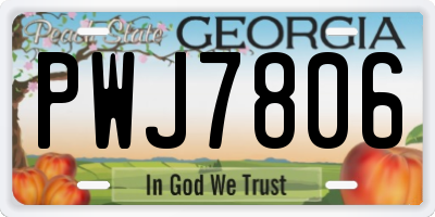 GA license plate PWJ7806