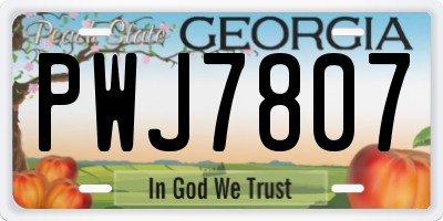 GA license plate PWJ7807