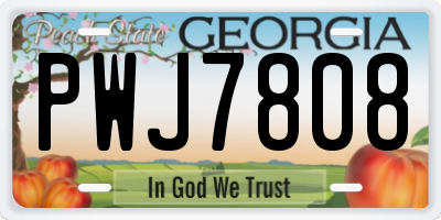 GA license plate PWJ7808