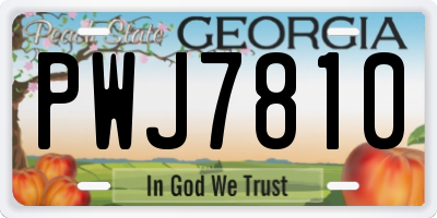 GA license plate PWJ7810