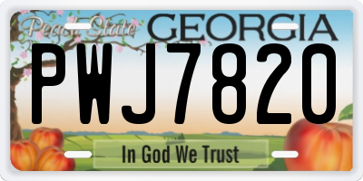GA license plate PWJ7820