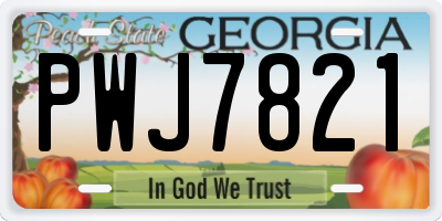 GA license plate PWJ7821