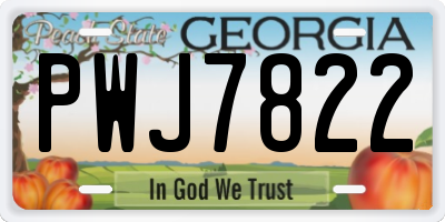 GA license plate PWJ7822