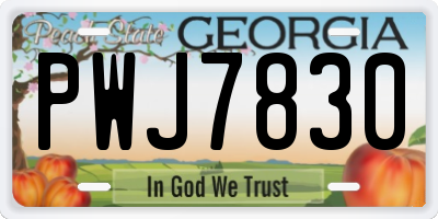 GA license plate PWJ7830