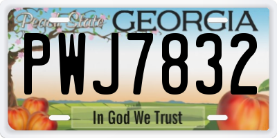 GA license plate PWJ7832