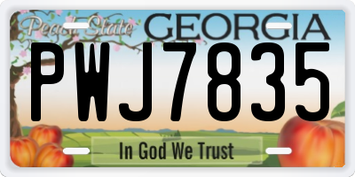 GA license plate PWJ7835
