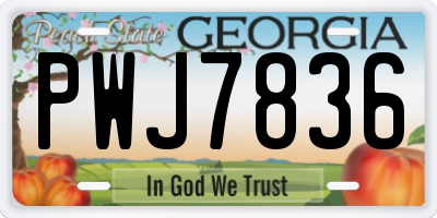 GA license plate PWJ7836