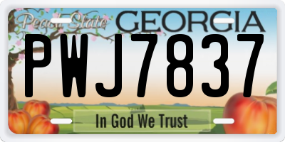GA license plate PWJ7837