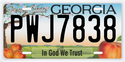 GA license plate PWJ7838