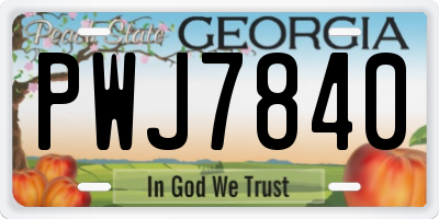 GA license plate PWJ7840