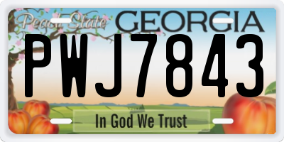 GA license plate PWJ7843