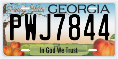 GA license plate PWJ7844