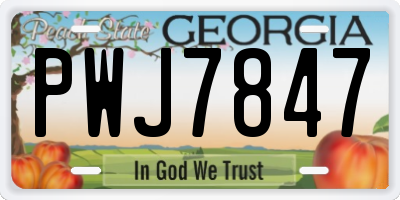 GA license plate PWJ7847