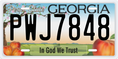 GA license plate PWJ7848