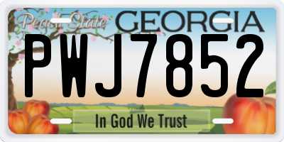 GA license plate PWJ7852