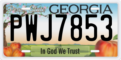 GA license plate PWJ7853