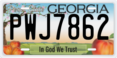 GA license plate PWJ7862