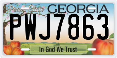 GA license plate PWJ7863