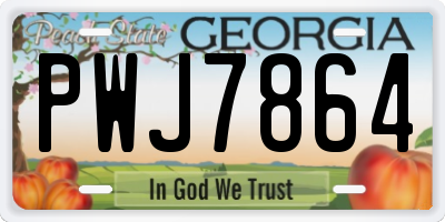 GA license plate PWJ7864