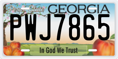 GA license plate PWJ7865