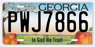 GA license plate PWJ7866