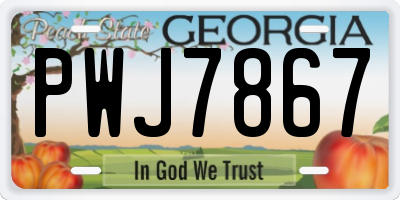 GA license plate PWJ7867