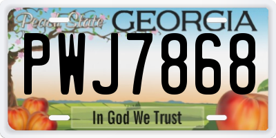 GA license plate PWJ7868