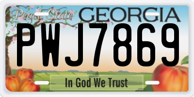 GA license plate PWJ7869
