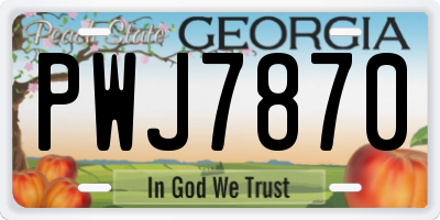 GA license plate PWJ7870