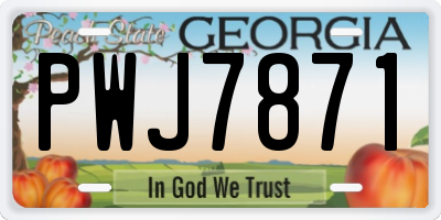 GA license plate PWJ7871