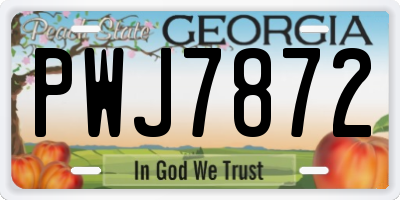 GA license plate PWJ7872