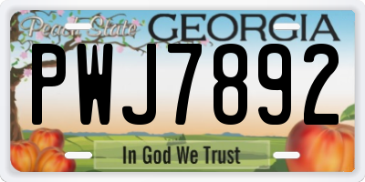 GA license plate PWJ7892