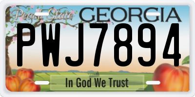 GA license plate PWJ7894