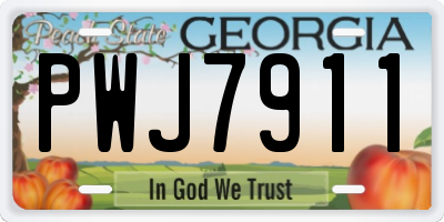 GA license plate PWJ7911