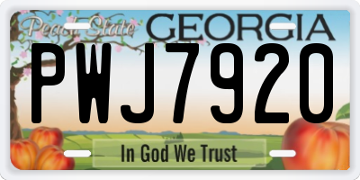 GA license plate PWJ7920