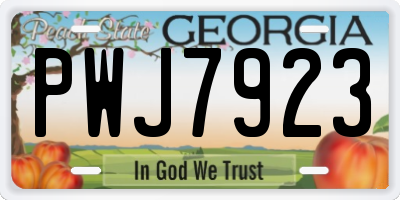 GA license plate PWJ7923
