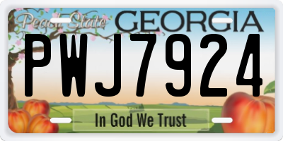 GA license plate PWJ7924